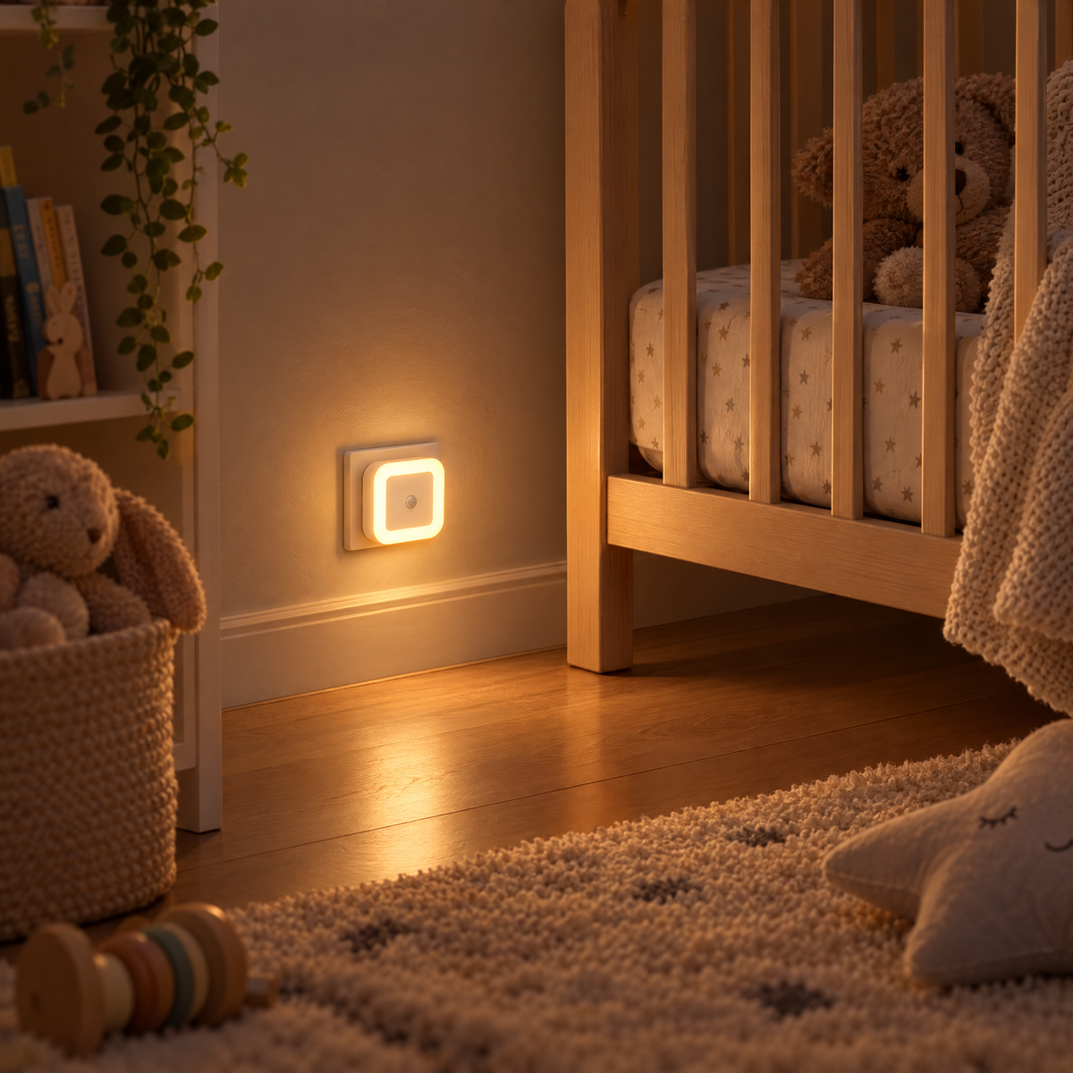Luz nocturna en la habitación de un bebé