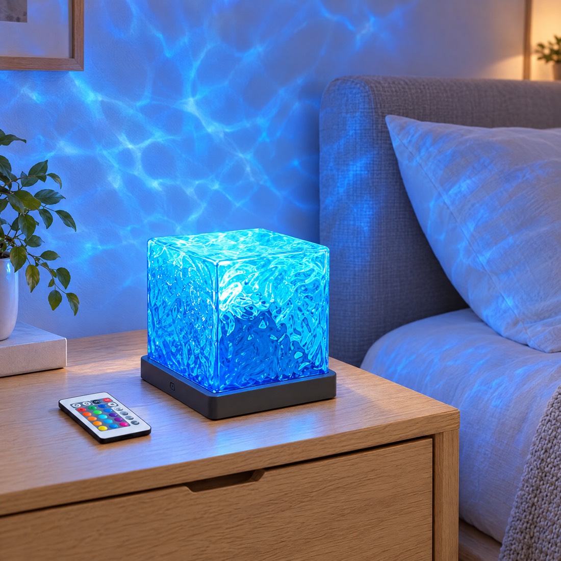 Proyector de ondas en una mesilla